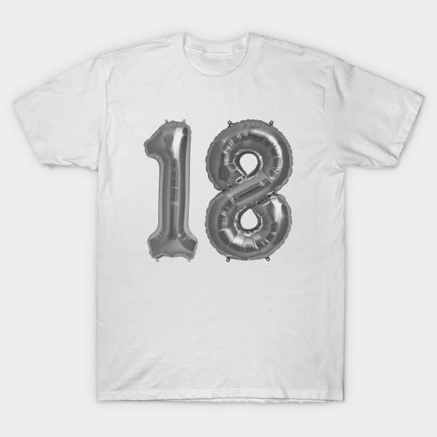 Silver 18th Birthday Metallic Helium Balloons Numbers T-Shirt by podartist